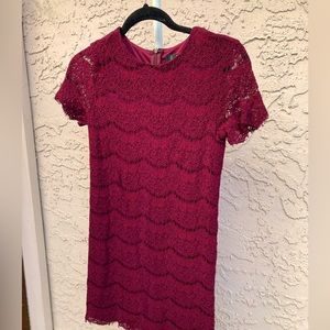Lulu’s burgundy lace mini dress perfect for Valentines